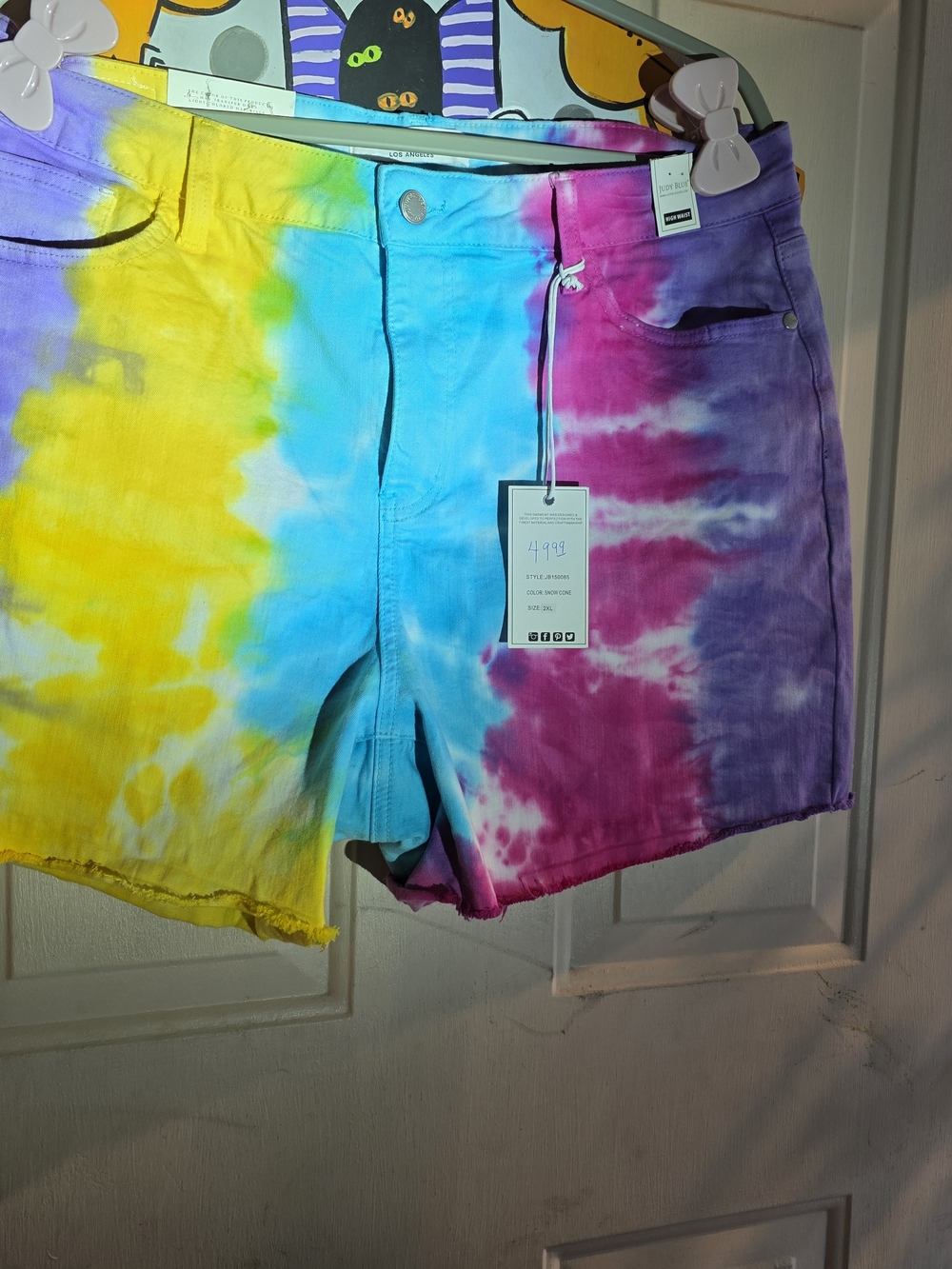Tie-Dye High-Rise Women’s Shorts - Yellow/Blue/Pink/Purple Judy Blue